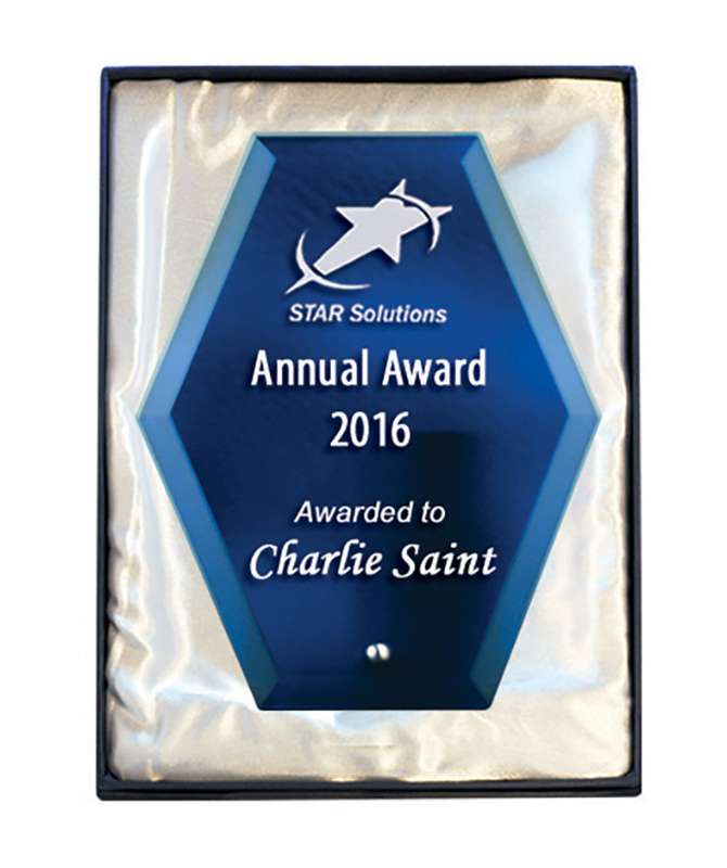 Laser Glas Sechseck-Blau