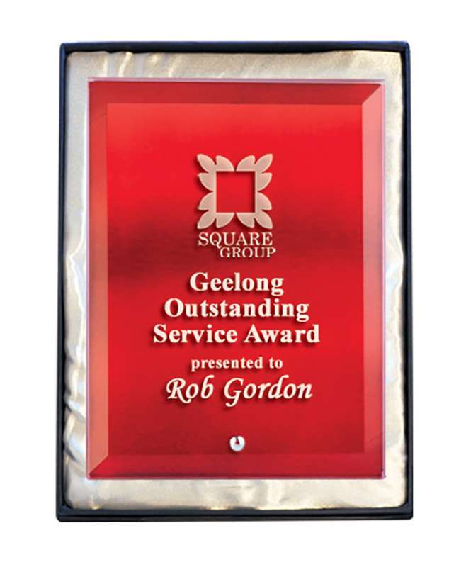 Laser Glas Rechteck Rot