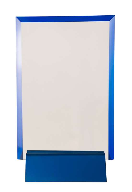 Basis aus Glas/blauem Metall