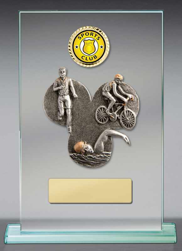 Triathlon-Thema auf Glas