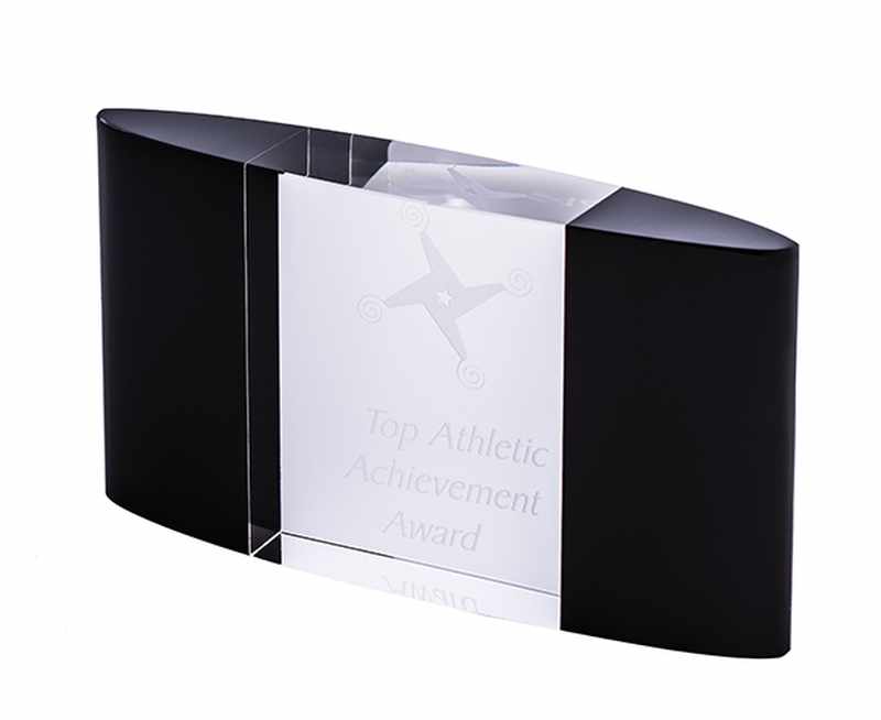 Schwarzer und klarer Kristall – gebogener Block