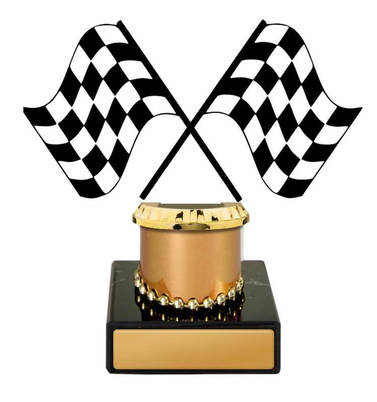 Motorsport-Figurine auf Säule