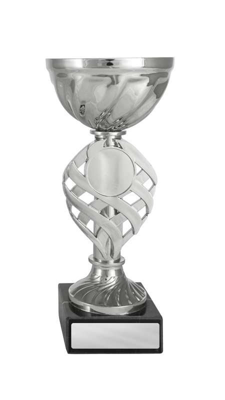 Tasse auf Sockel, montiert in der Farbe Silber-Schwarz