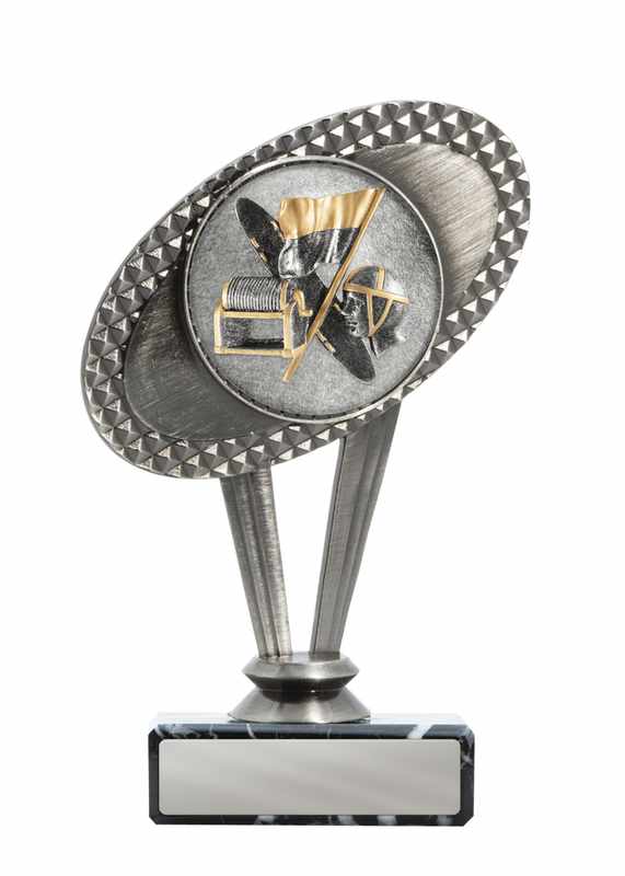 Lebensrettungsmotiv aus Metall auf dem Sockel