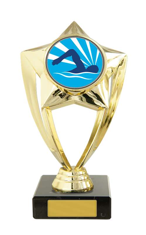 Plastik-Schwimmmotiv auf Sockel