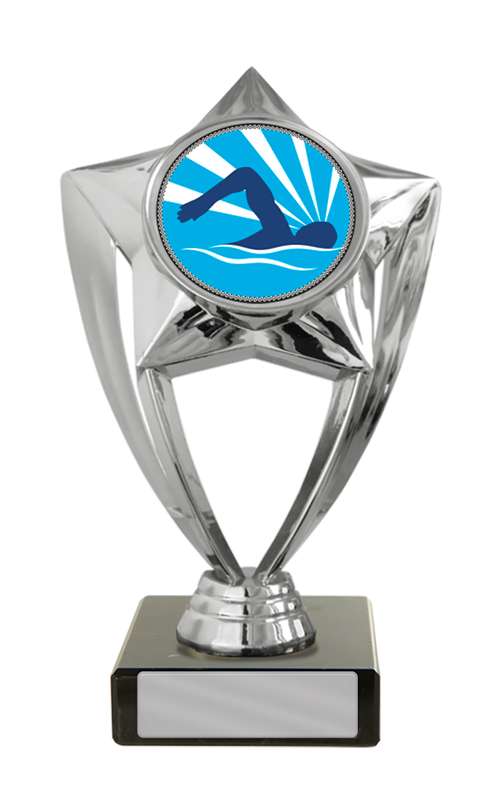 Plastik-Schwimmmotiv auf Sockel