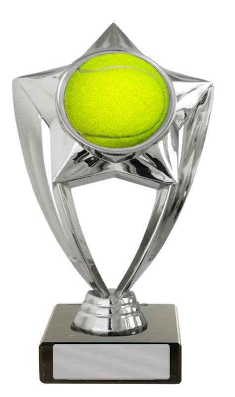 Plastik-Tennis-Motiv auf Sockel